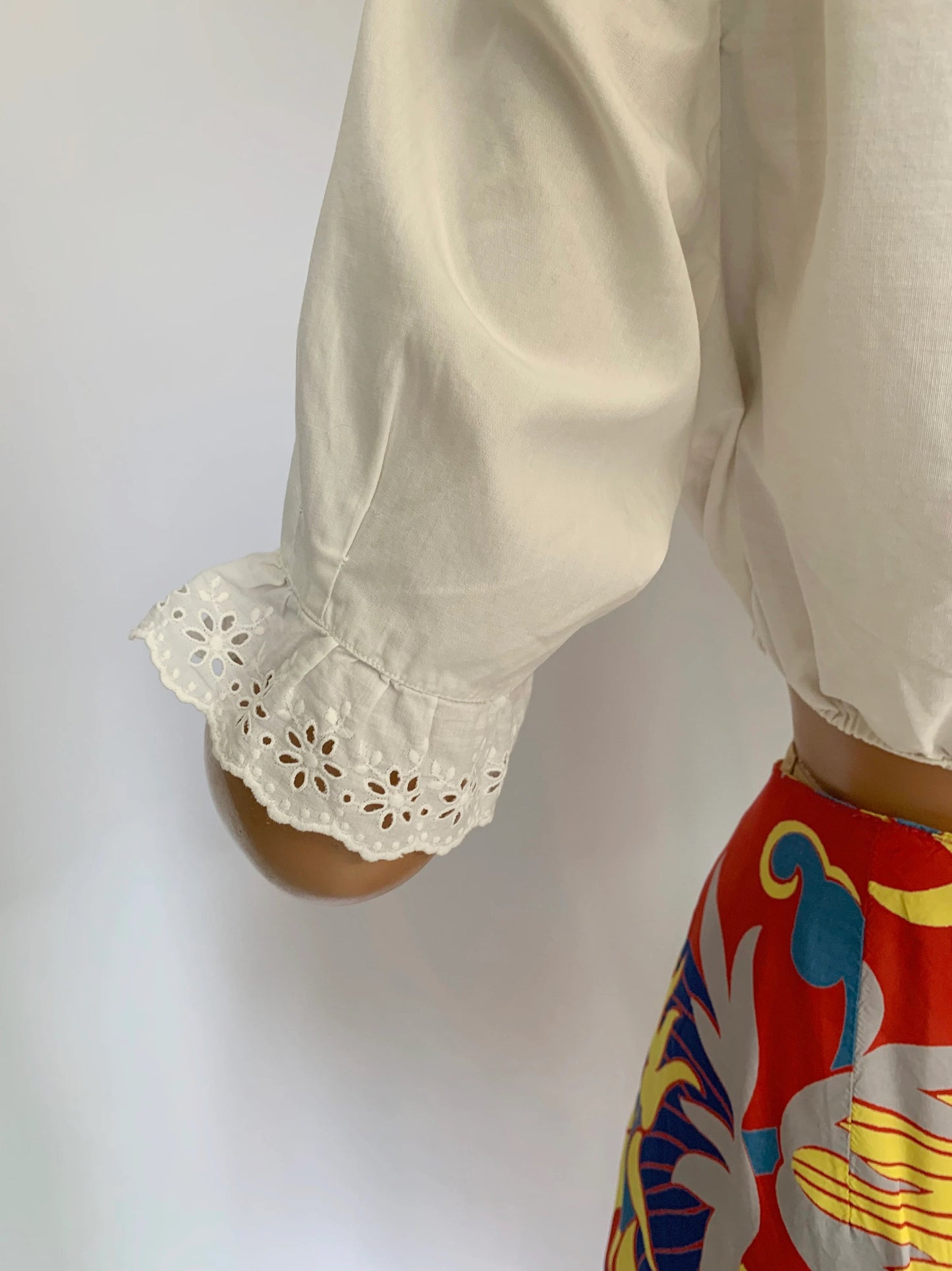 1950s White Cotton Patio Crop Top | L