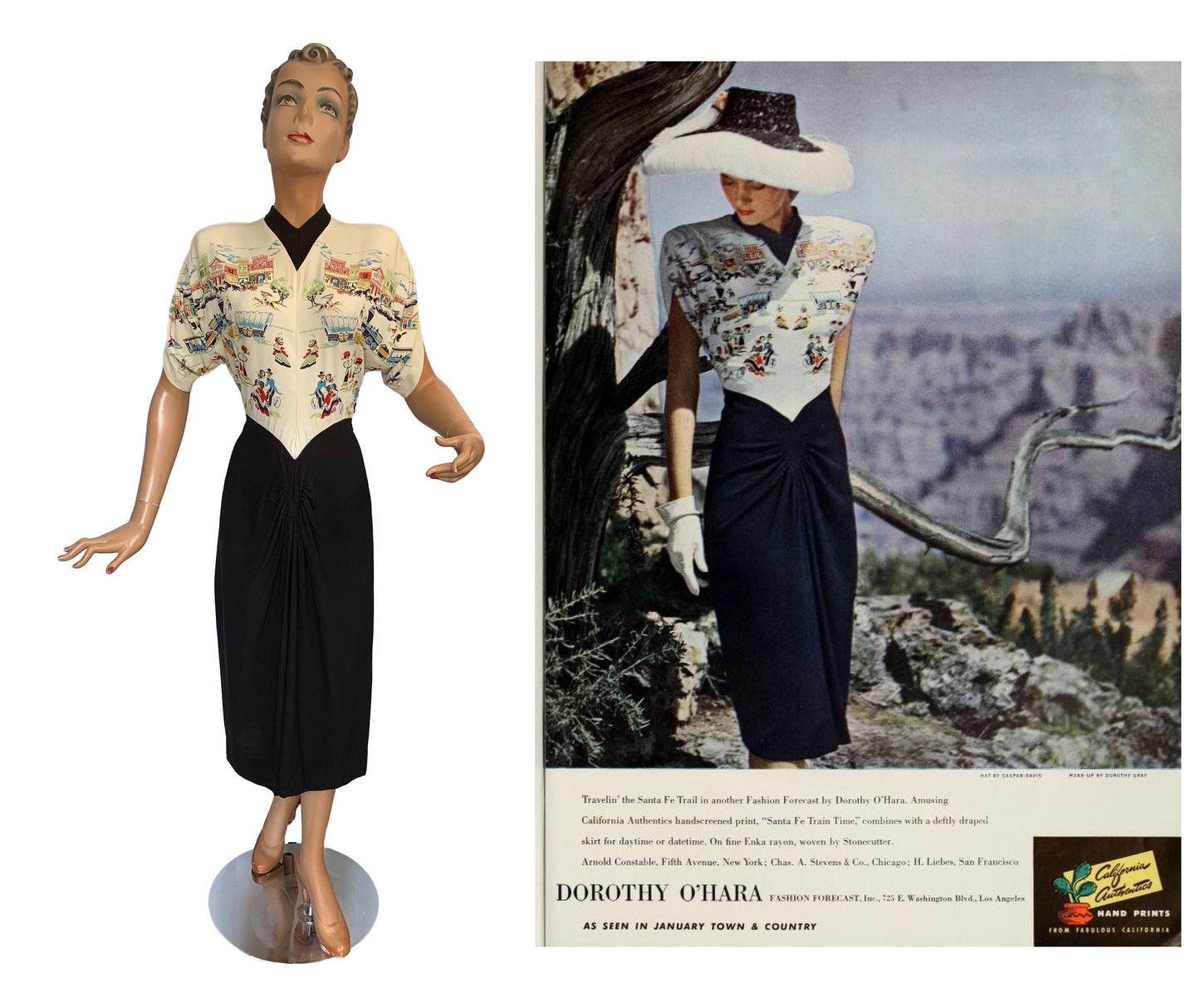 XS/S | 1947 Dorothy O'Hara 'Santa Fe Trail' Dress