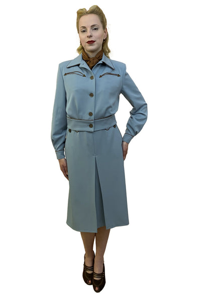 Lily-Mae 1940s Western Skirt Blue - Made to Order