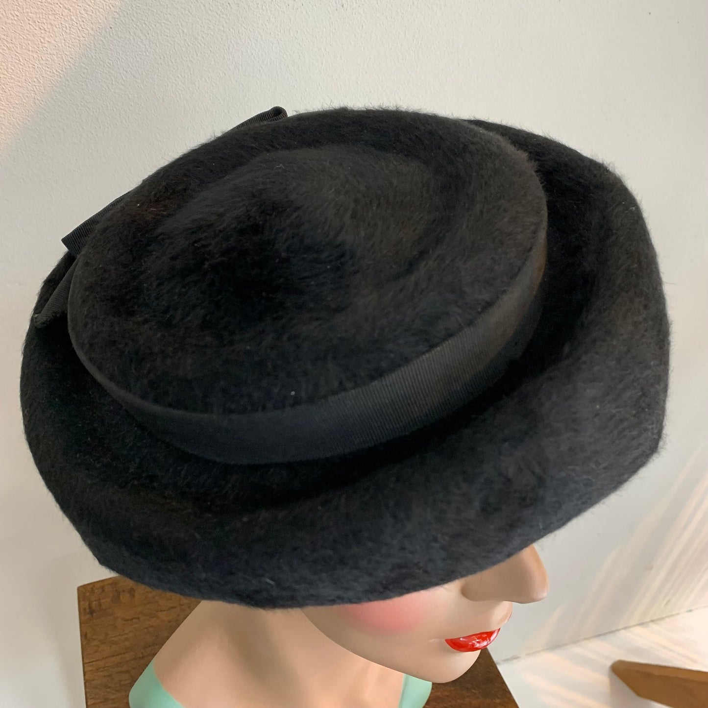 1950s Fur Felt Black Hat