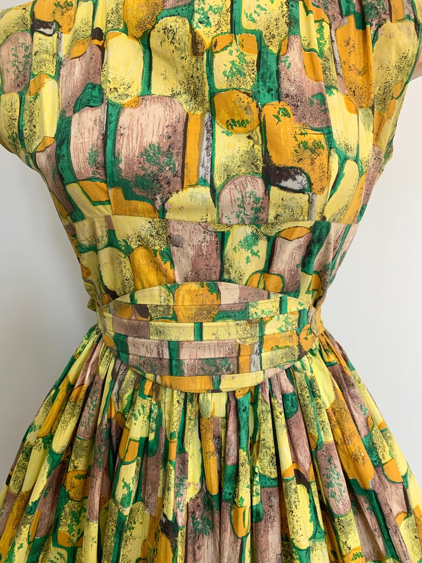 1950s Belted Cotton Dress | S