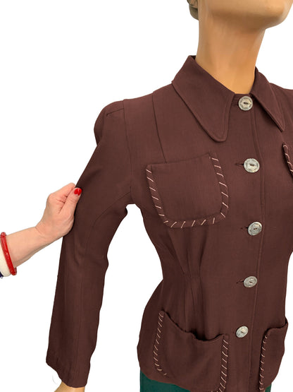 1940s Smartee Gabardine Western Jacket | Size Small