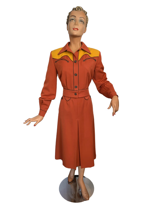 Lily-Mae 1940s Western Jacket Rust - Made to Order