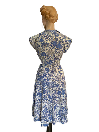 1940s/1950s Cotton Novelty Print Dress | S/M