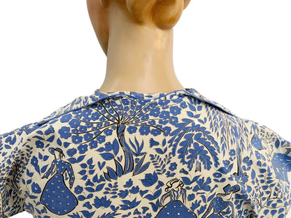 1940s/1950s Cotton Novelty Print Dress | S/M