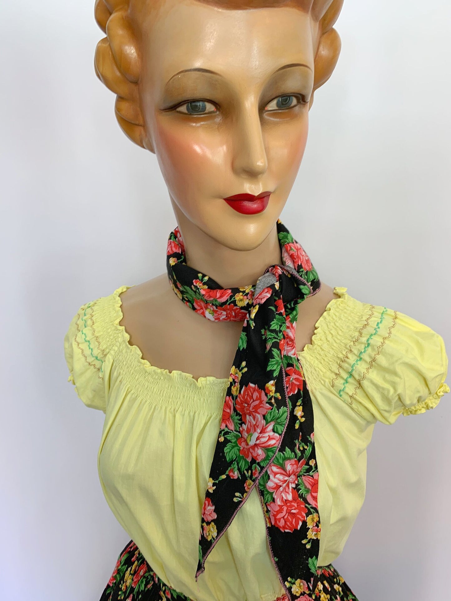 1950s Cotton Skirt and Scarf | XXS