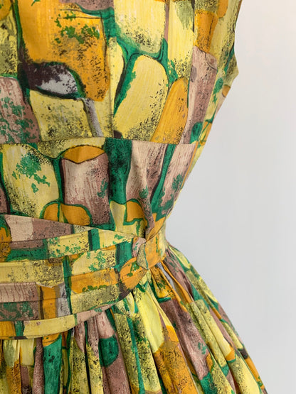 1950s Belted Cotton Dress | S