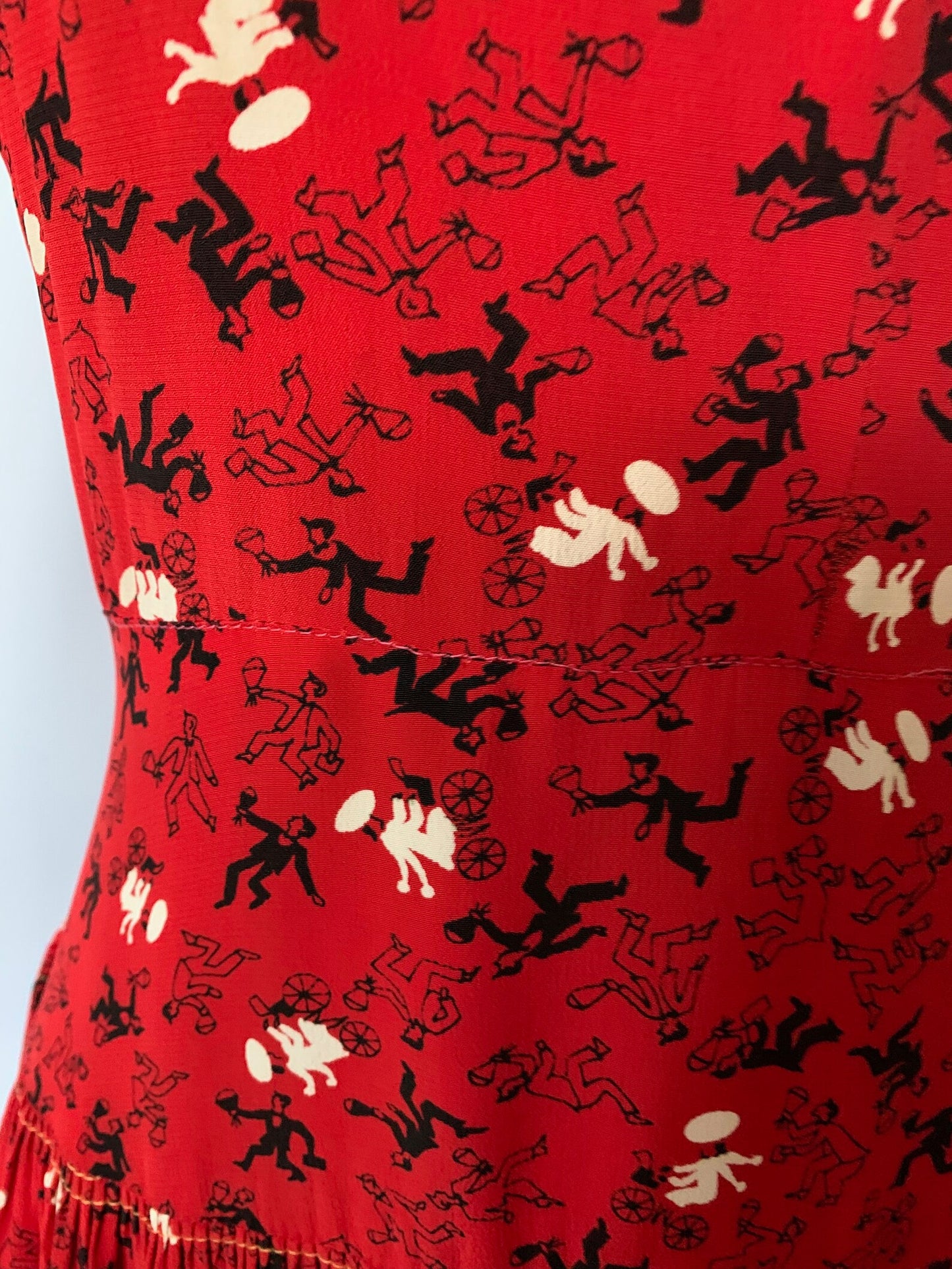 1940s Bouquets and Bicycles 1940s Novelty Print Dress | S