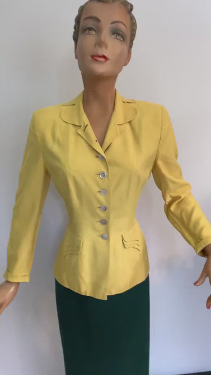 1940s Weathervane Handmacher Gabardine Jacket | Size Medium