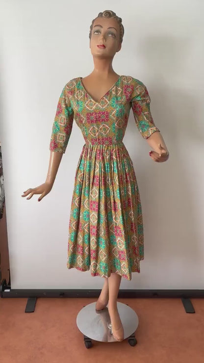 1950s 'Blanes' Cotton Swing Dress | XS/S
