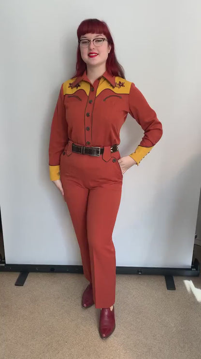Mary Lou 1940er Westernbluse Rostbraun - Auf Bestellung