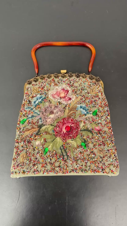 1950s Souré Bag New York Embroidered Beaded Handbag