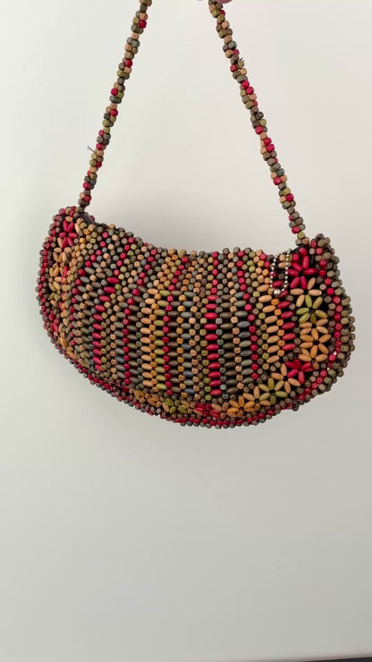 1930s Suzanne Brand Wooden Bead Handbag | Made in Czechoslovakia