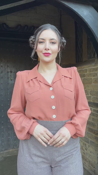 The House of Foxy 40s Sweetheart Blouse Burnt Peach