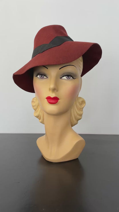 1940s Brown Felt Fedora Hat