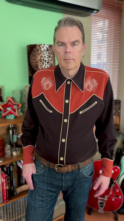 Lee 1940s Style Men's Western Shirt Brown / Burnt Orange - Made to Order