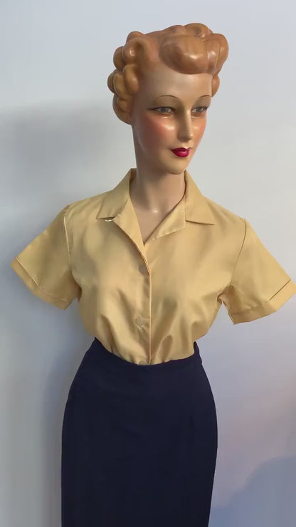 1950s Gold Blouse | M/L