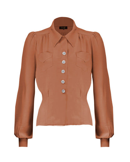The House of Foxy 40s Sweetheart Blouse Burnt Peach