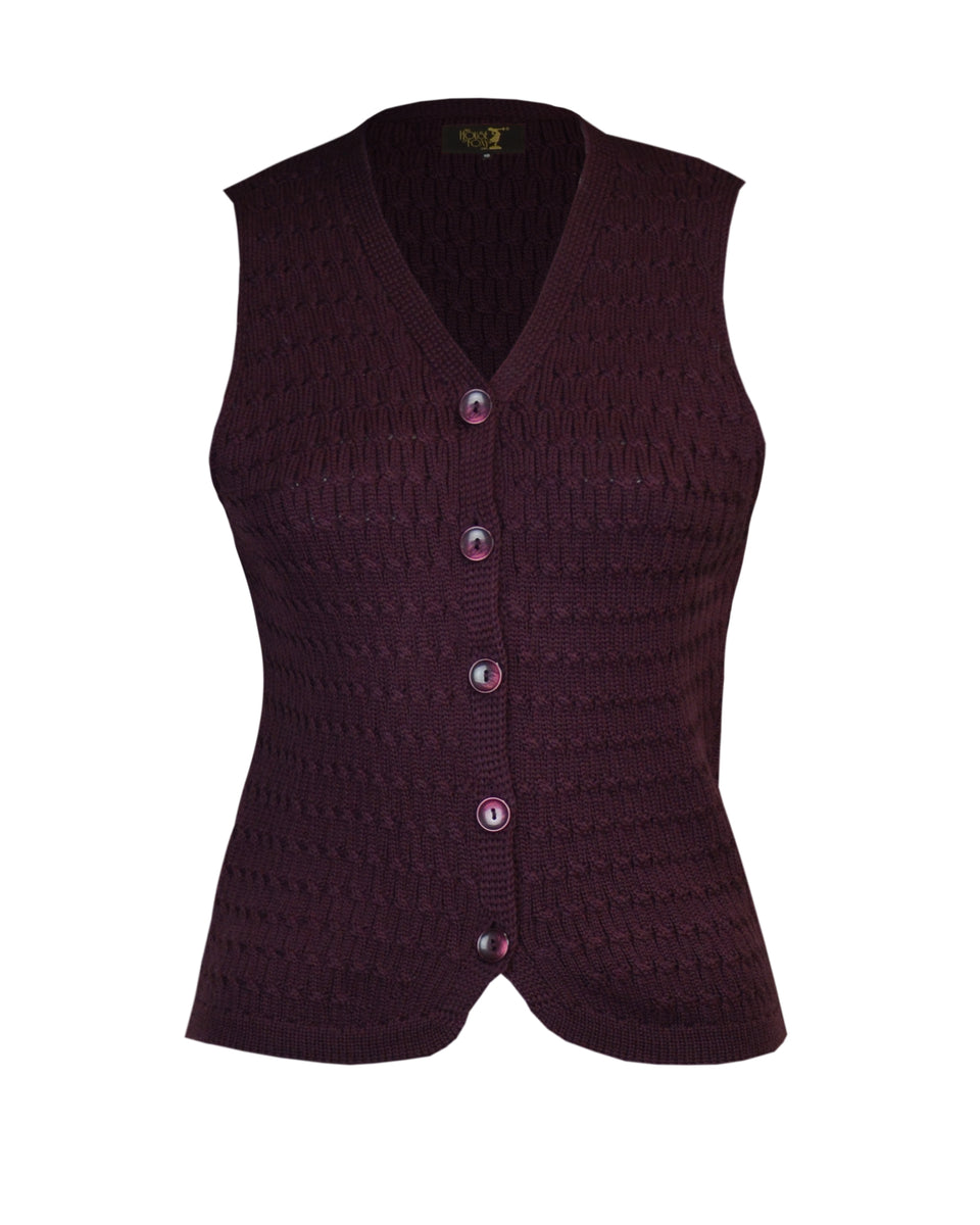 The House of Foxy Knitted Waistcoat - Egg Plant