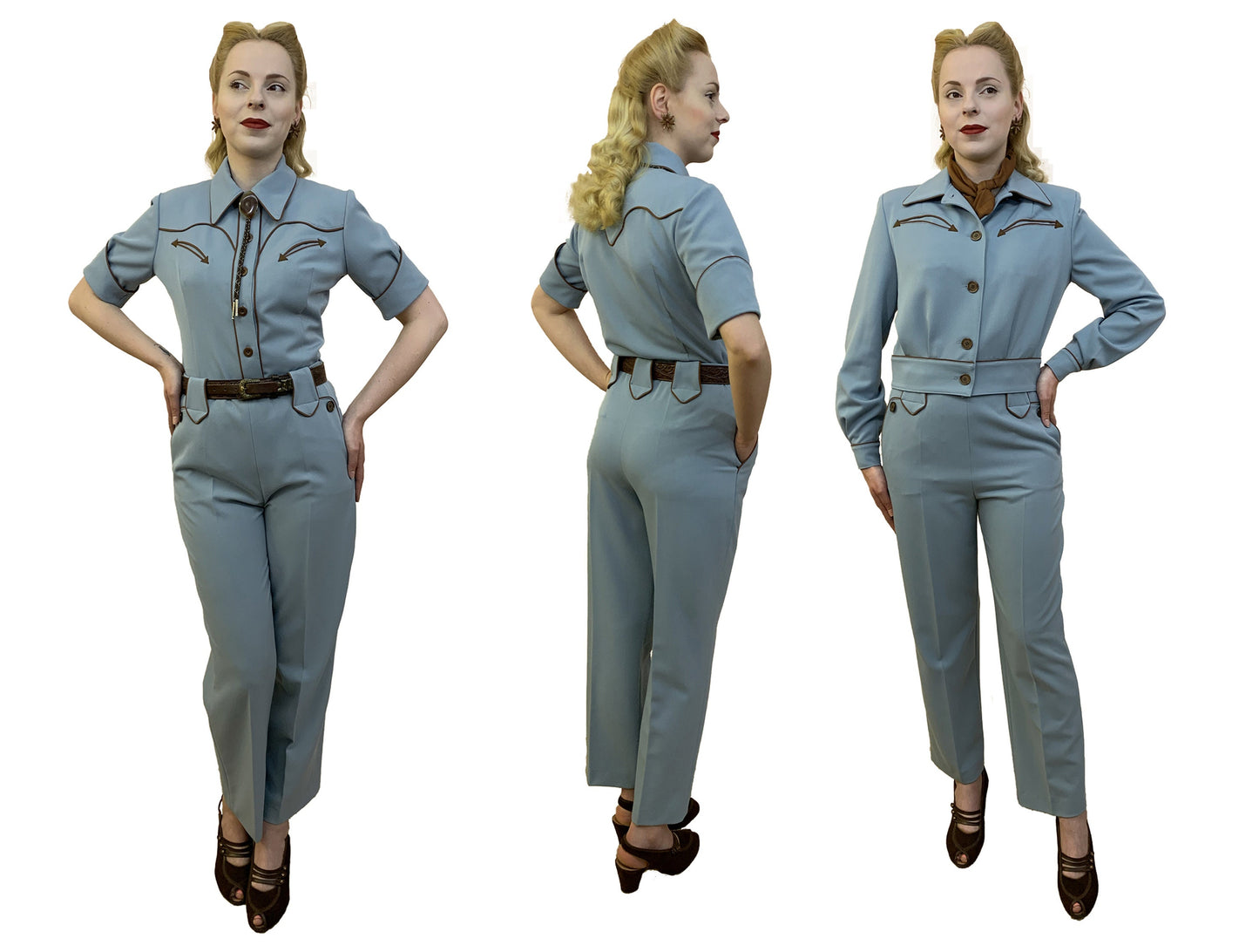 Lily-Mae 1940s Western Slacks Blue - Made to Order