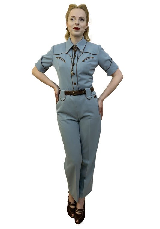 Lily-Mae 1940s Western Slacks Blue - Made to Order