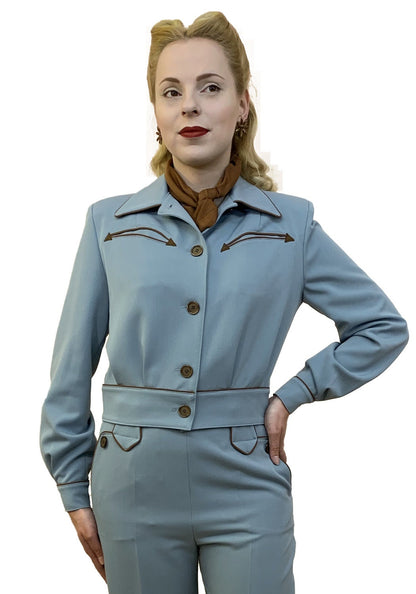 Lily-Mae 1940s Western Jacket Blue - Made to Order