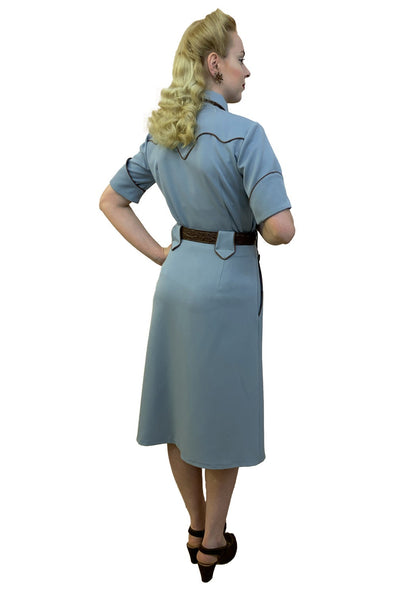 Lily-Mae 1940s Western Skirt Blue - Made to Order