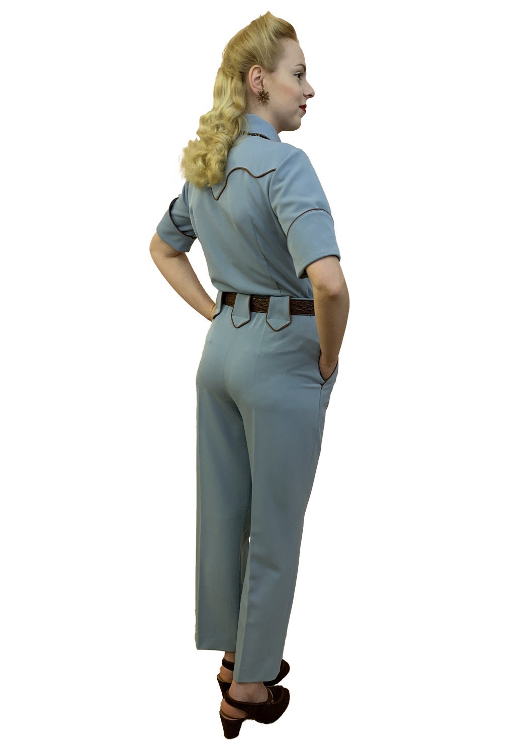 Lorraine 1940er Westernbluse Blau - Auf Bestellung