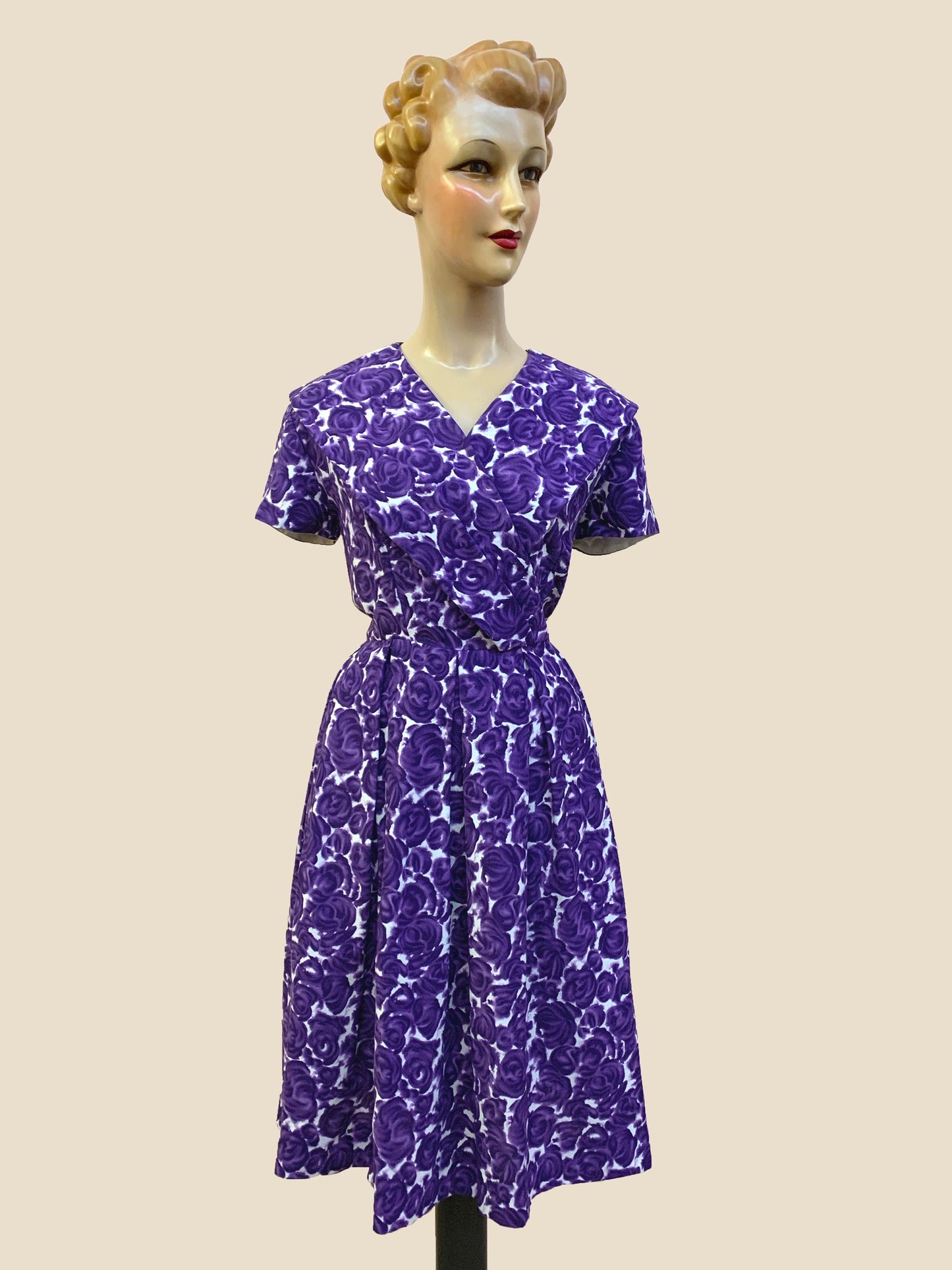 purple 50s swing dress Deep Purple 1950s Halloween V-Neck Swing Dress
