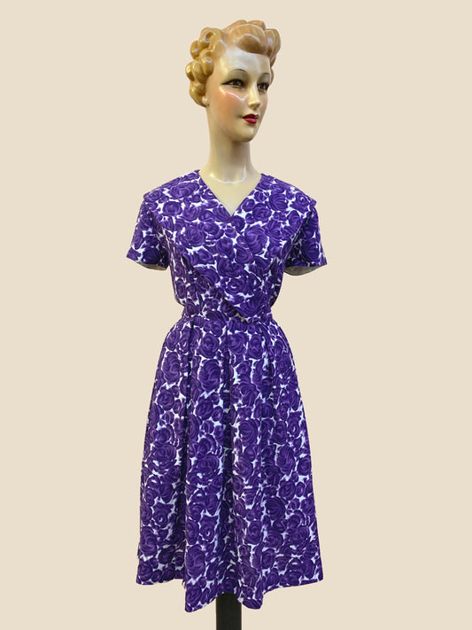 1950s Purple Swing Dress | Size Medium