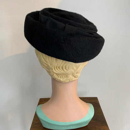 1950s Fur Felt Black Hat