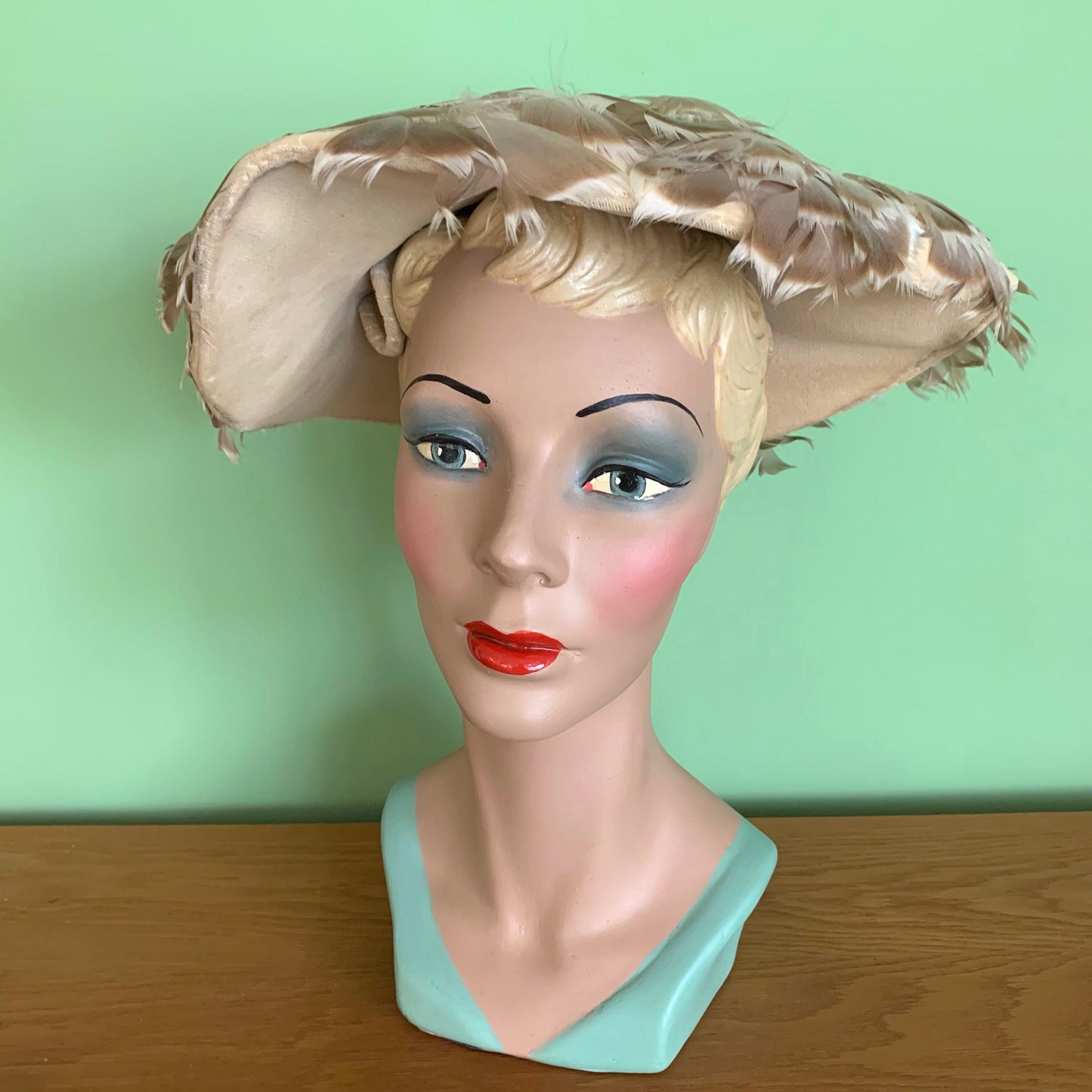 1950s Velvet and Feathers Halo Hat