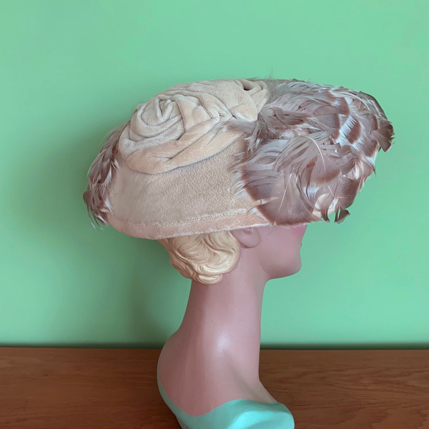 1950s Velvet and Feathers Halo Hat