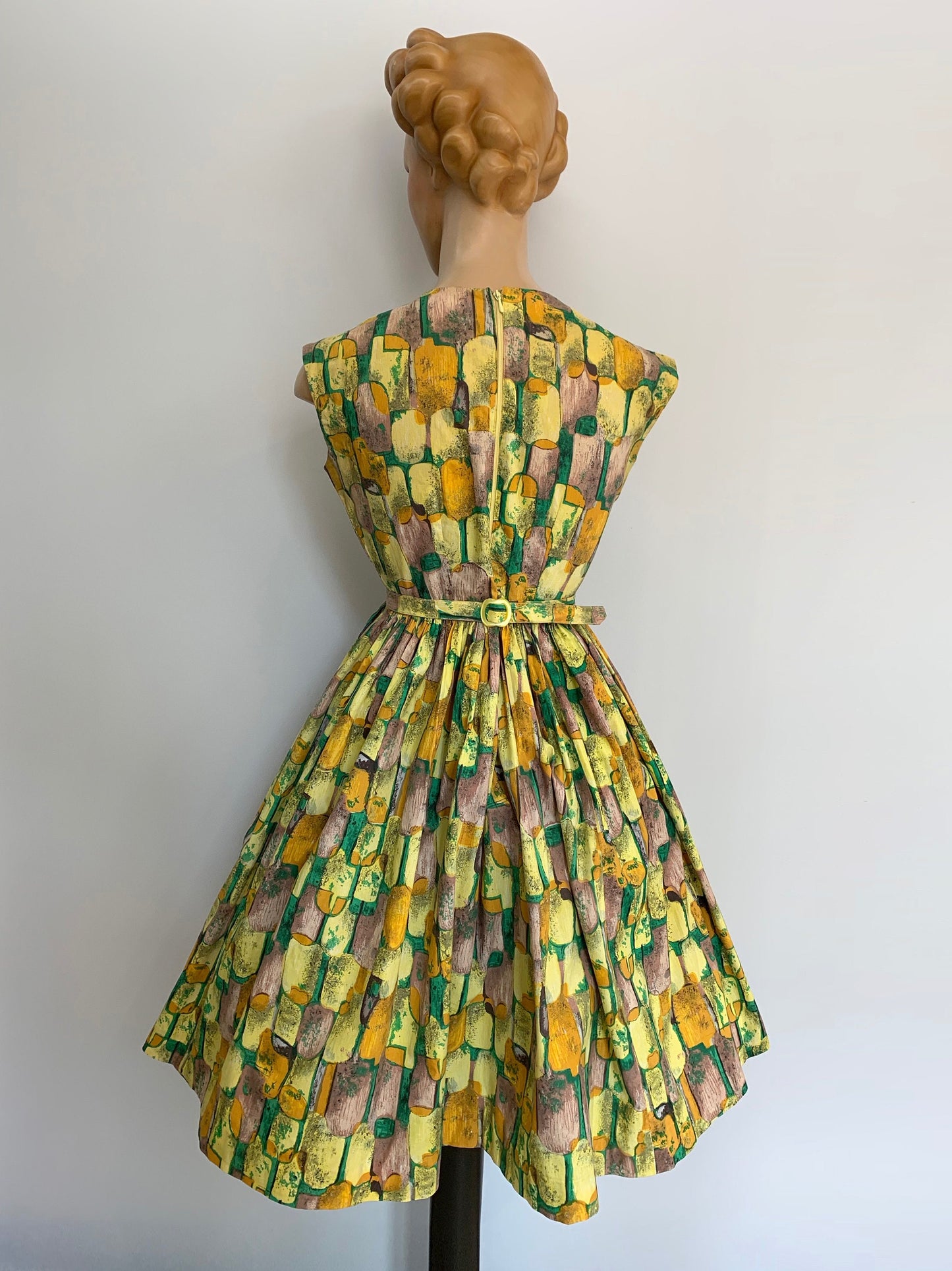 1950s Belted Cotton Dress | S