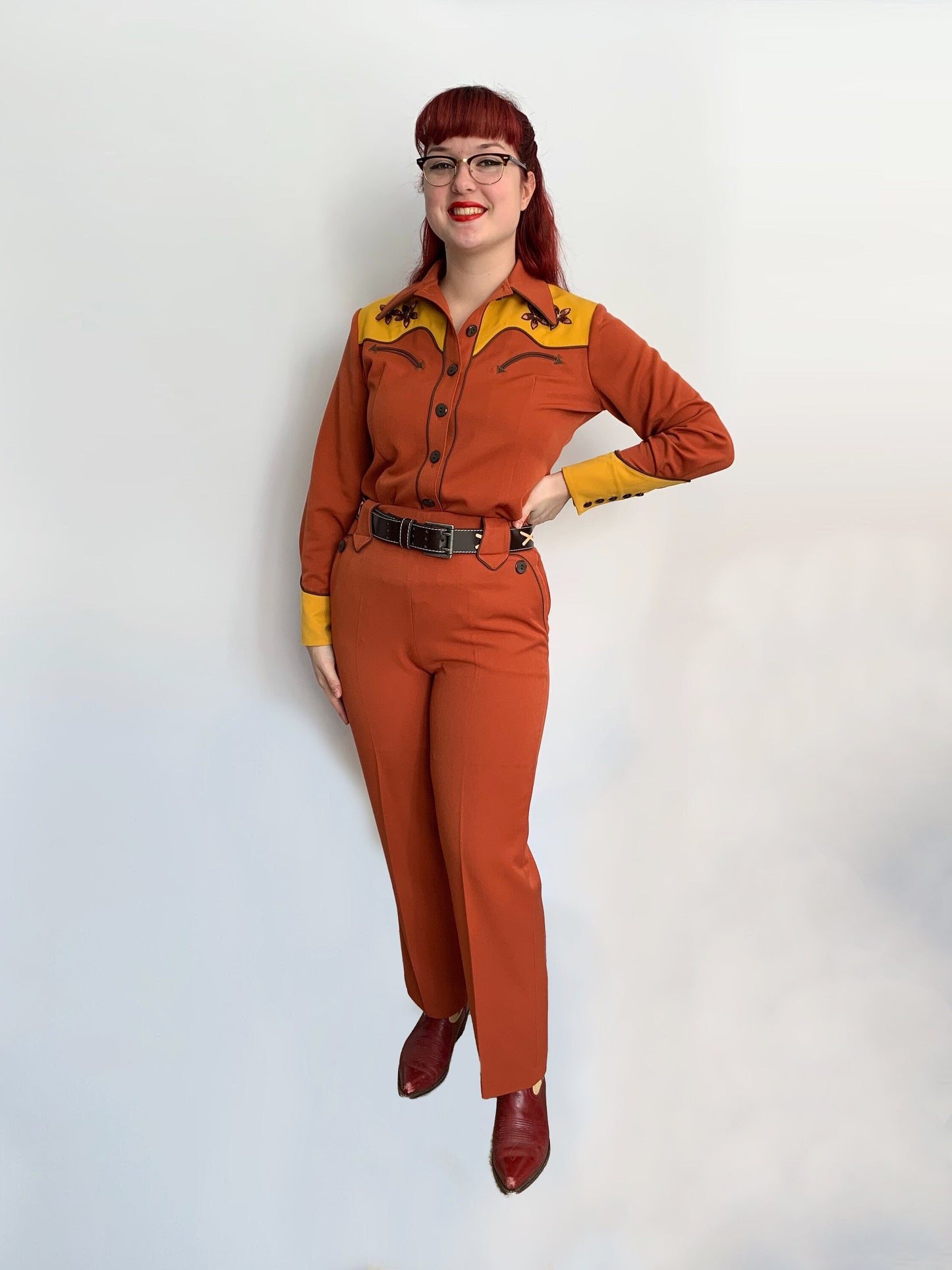 Lily-Mae 1940s Western Slacks Rust Brown - Made to Order