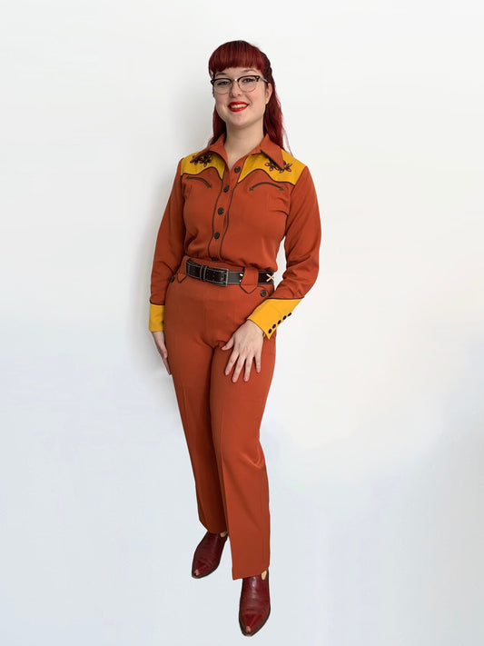 Lily-Mae 1940s Western Slacks Rust Brown - Made to Order