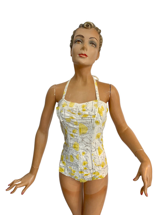 1950s Soleia Cotton Swimsuit | Size Small
