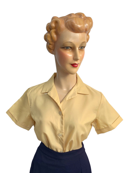 1950s Gold Blouse | Size Medium/Large