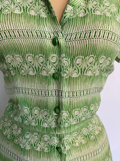 1940s Georgiana Semi Sheer Silk Dress | XS