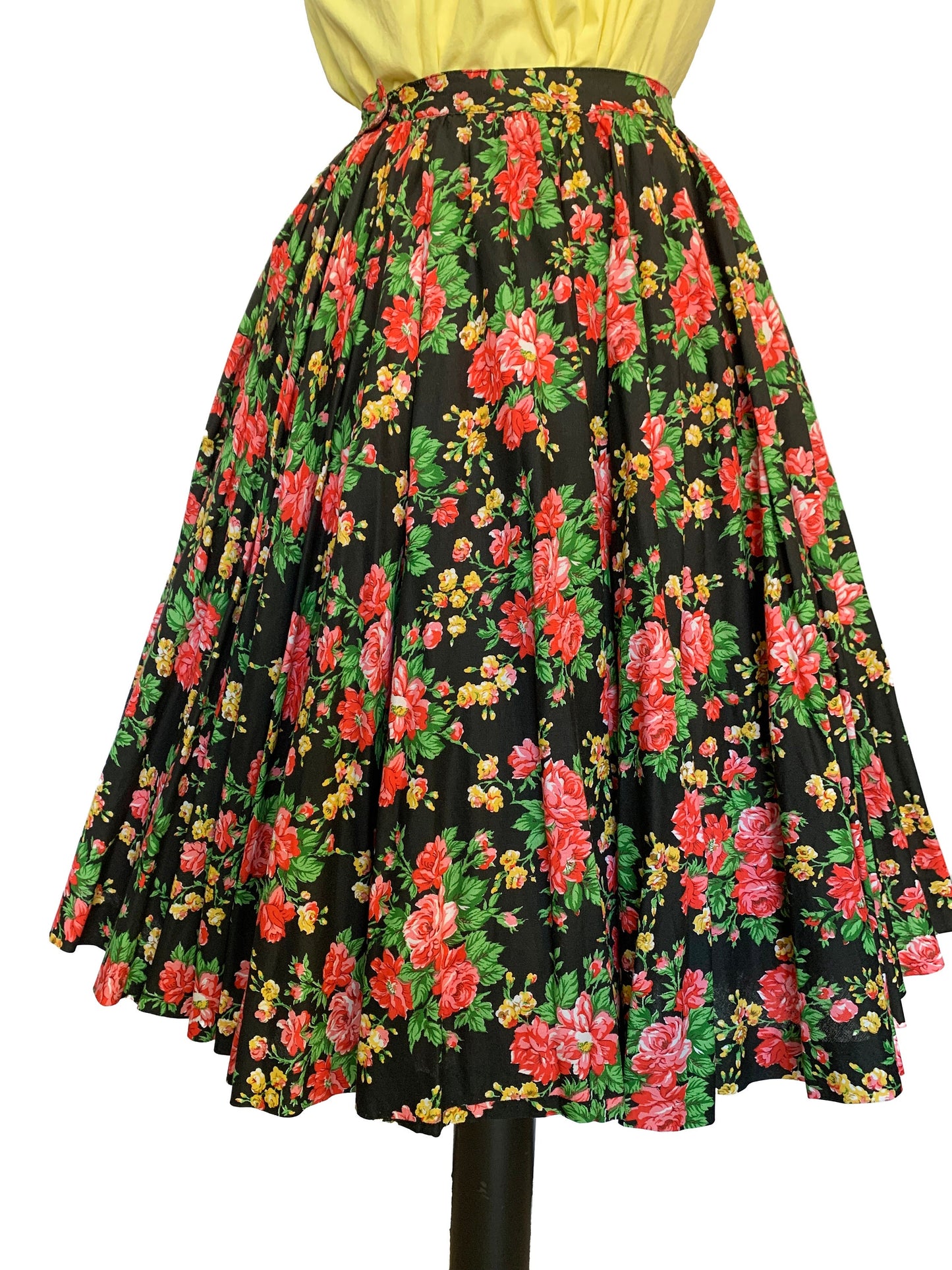 1950s Cotton Skirt and Scarf | Size XXS