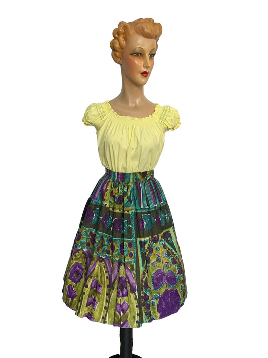 1950s Cotton Skirt | XS