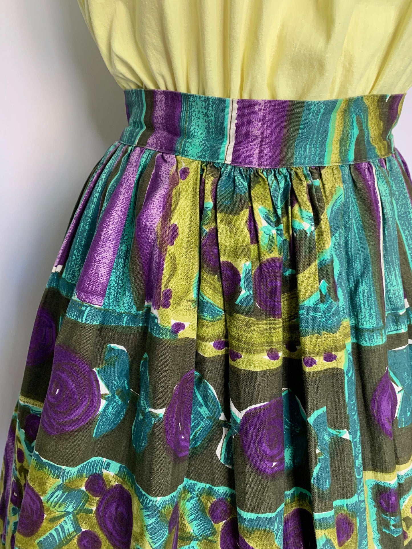 1950s Cotton Skirt | Size Extra Small