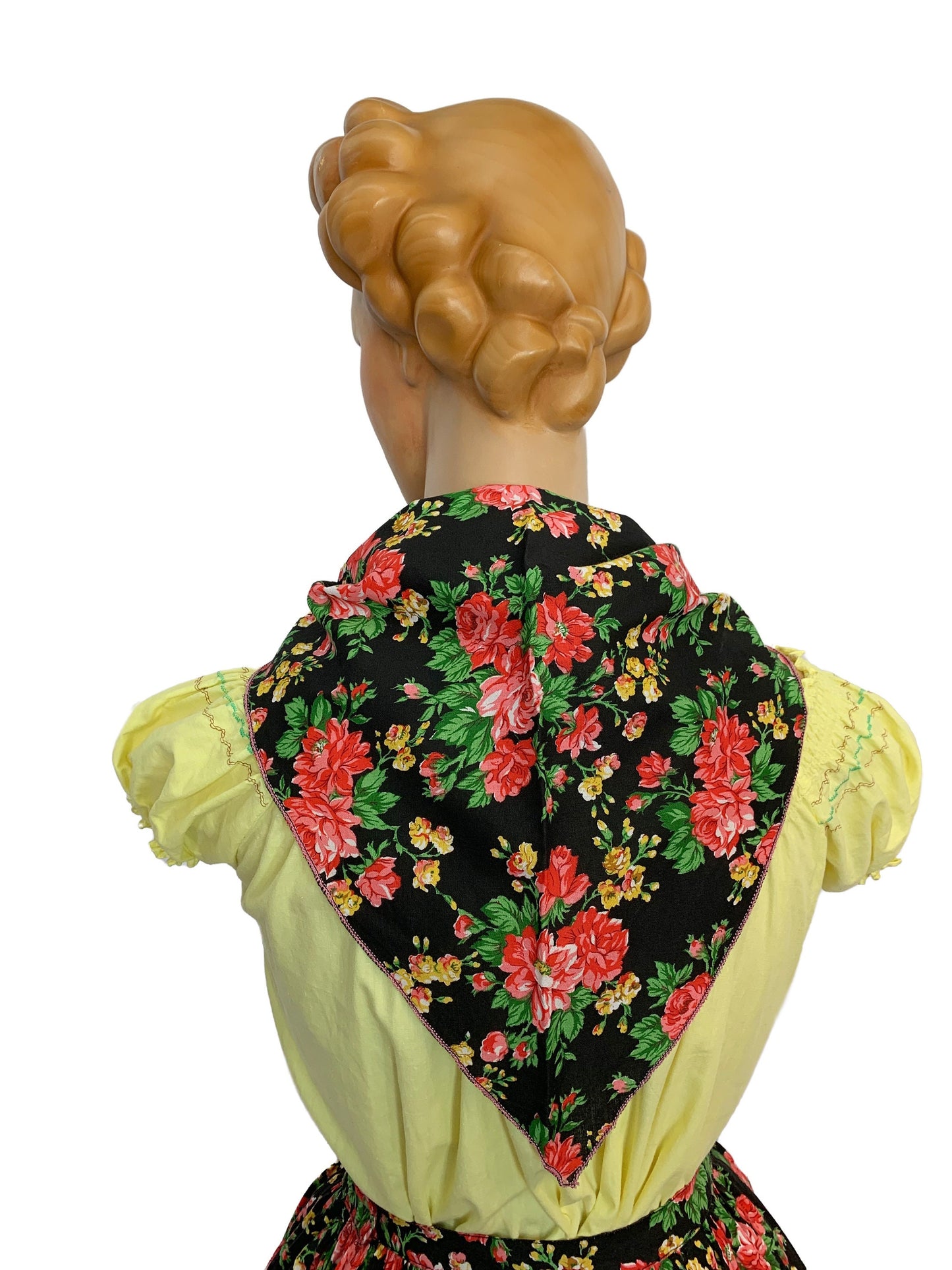 1950s Cotton Skirt and Scarf | XXS