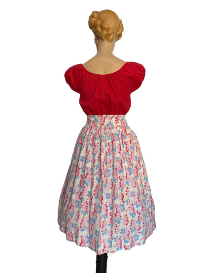 1950s Linen Cotton Skirt | L
