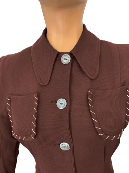 1940s Smartee Gabardine Western Jacket | Size Small