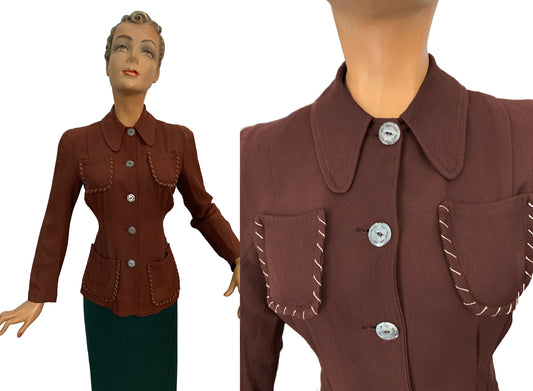 1940s Smartee Gabardine Western Jacket | Size Small