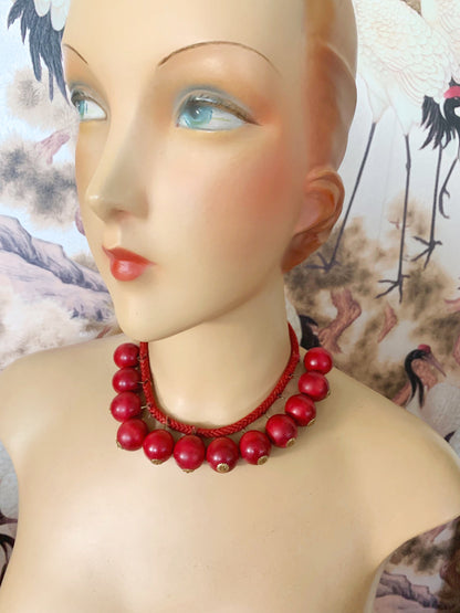 1940s/50s Wooden Berry Necklace and Bracelet Set