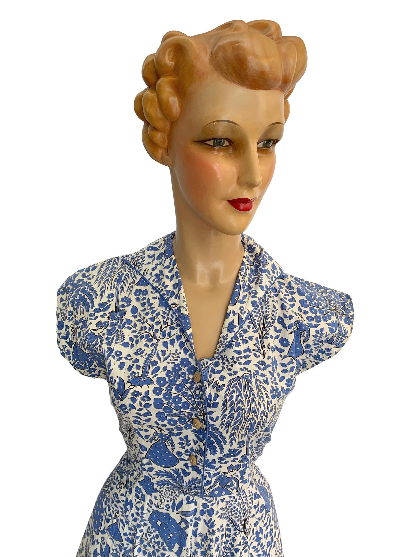 1940s/1950s Cotton Novelty Print Dress | S/M