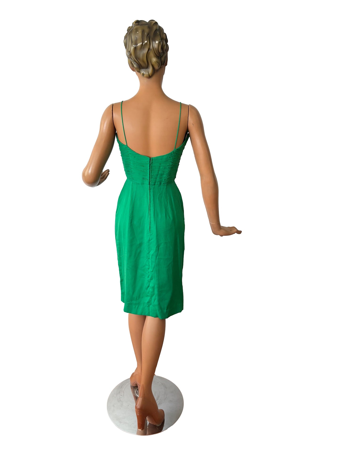 Grünes Chiffonkleid aus den 50er Jahren | Größe XS