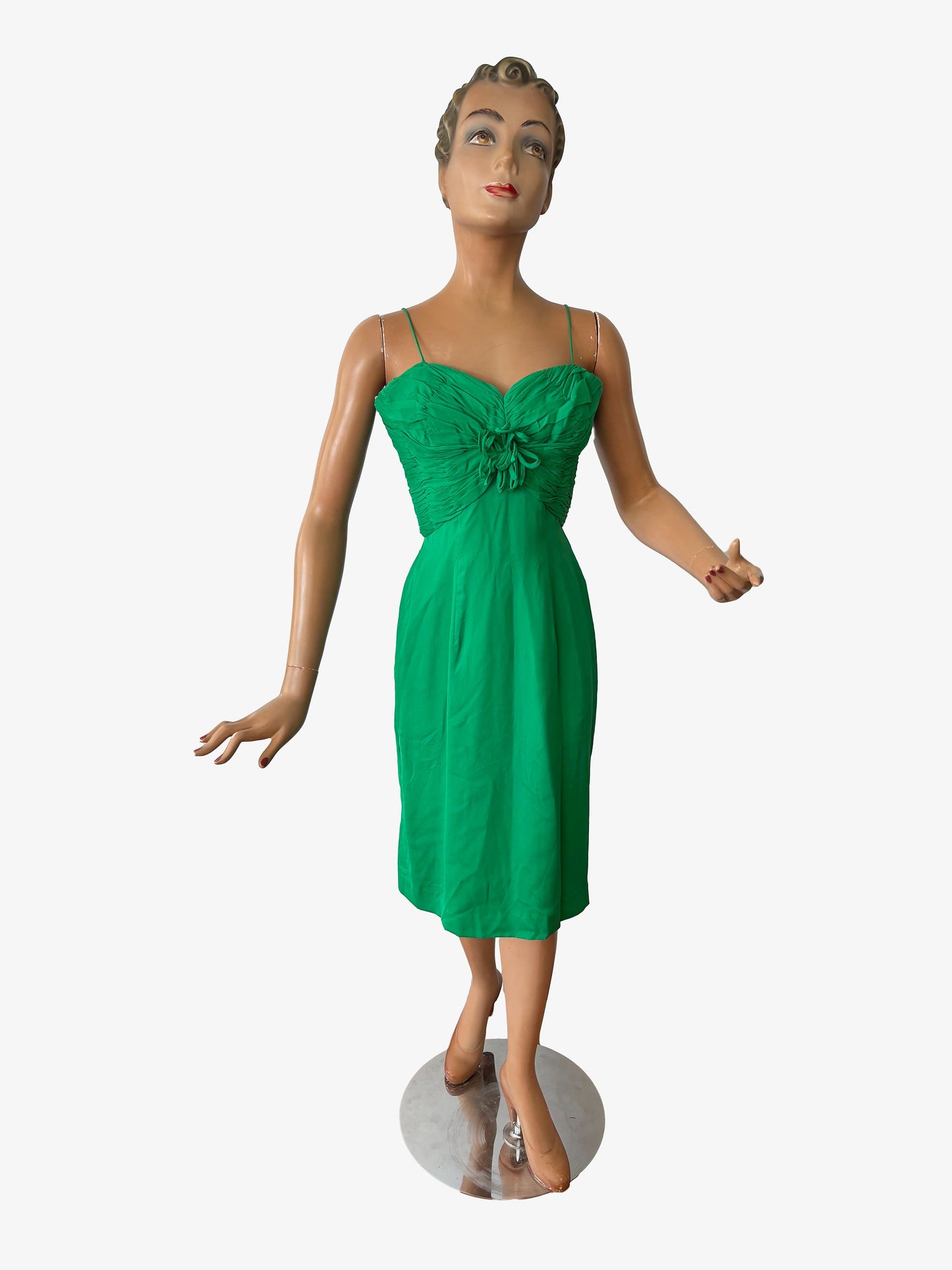Grünes Chiffonkleid aus den 50er Jahren | Größe XS